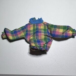 Vtg Colorful Plaid Long-Sleeved Fashion Doll Top 11"